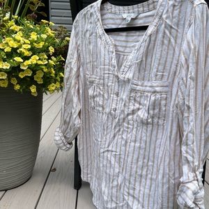 Perfect striped, linen beach cover up or blouse